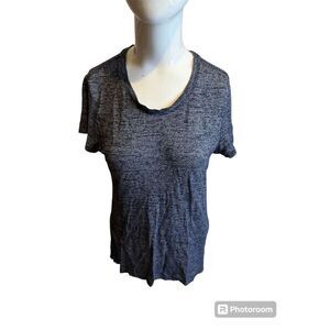 Athleta Top For Women Short Sleeves Crew Neck Sz M Striped Blue